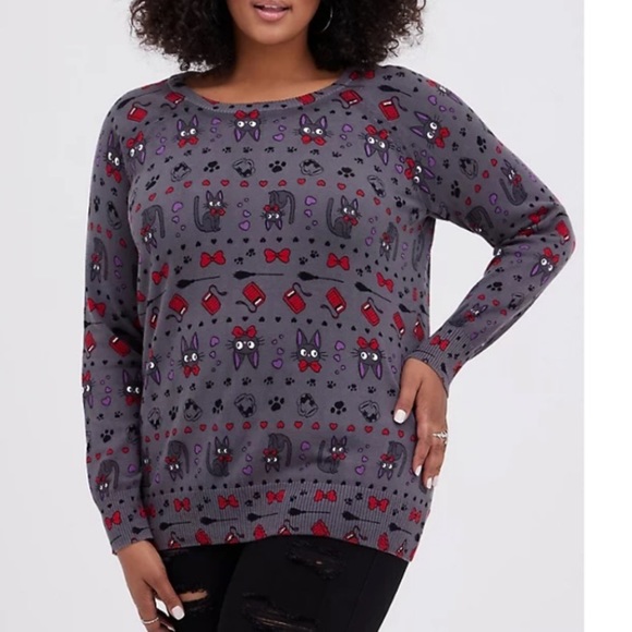 TORRID NWT PULLOVER SWEATER - COTTON STUDIO GHIBLI COLLECTION KIKI GREY - Picture 1 of 5